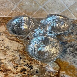 Vintage Arthur Court Tiger and Cub Triple Bowl Serving Platter